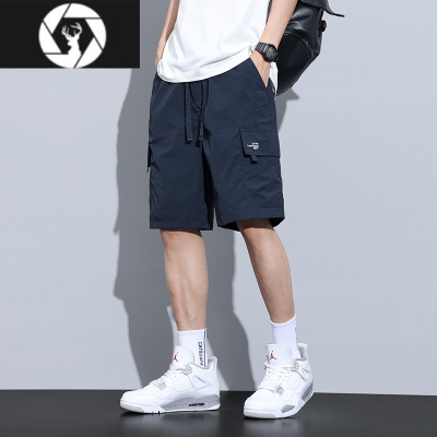 HongZun冰丝工装短裤男士夏季薄款宽松直筒美式潮牌外穿机能速干五分裤子