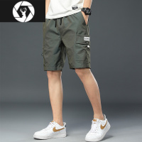 HongZun工装短裤男士夏季冰丝薄款宽松休闲中裤潮外穿渐变多口袋五分裤子