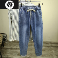 HongZun夏季薄款松紧腰带牛仔裤男柔软宽松弹力小脚长裤春秋休闲哈伦男裤