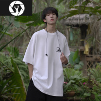 HongZunE夏季新款男士短袖T恤卡通熊猫印花chic舒适宽松半袖潮流