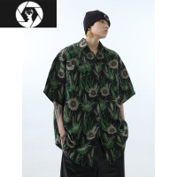 HongZun大码300斤夏威夷碎花短袖衬衫男装宽松夏季薄款衬衣港风潮牌外套2