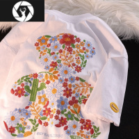 HongZun特大码300斤刺绣短袖t恤男女装夏季潮牌美式复古宽松休闲半袖