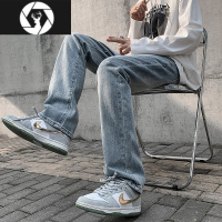 HongZun复古高街美式夏天牛仔裤男士休闲长裤潮牌宽松夏季直筒裤子男款薄