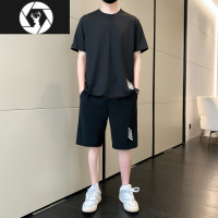 HongZun冰丝男士t恤夏季宽松短袖短裤篮球服一套速干跑步休闲运动服套装