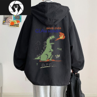 HongZun趣味印花连帽外套男春秋季卡通大童百搭冲锋衣roora潮流宽松夹克