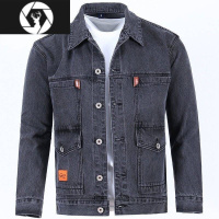 HongZun牛仔外套男耐磨挡风冬季中年加肥加大码宽松牛仔衣夹克衫