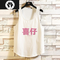 HongZun男士背心夏季宽松健身运动坎肩篮球跨栏汗衫吊带白色无袖t恤