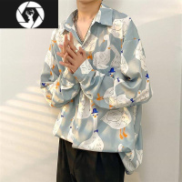 HongZun港风vintage花衬衫男女复古夏威夷痞帅宽松情侣长袖衬衣潮牌外套