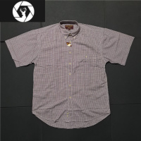 HongZun美式滑板嘻哈oldscl宽袖宽松千鸟格翻领短袖棉质衬衫Y977