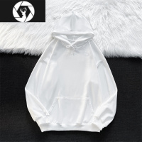 HongZun春秋季薄款连帽卫衣男ins港风复古宽松大码纯色外套韩版潮流帽衫