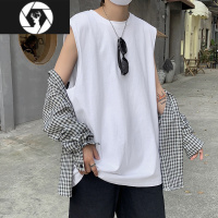 HongZun夏季无袖t恤男士潮牌ins潮流宽松男生日系短袖体恤上衣服男装