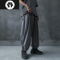 HongZun日系复古坠感灯笼裤男宽松抽绳阔腿裤垂感大码薄款运动束脚裤子潮