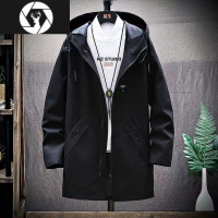 HongZun2023春秋季风衣男中长款夹克宽松韩版帅气大衣男士休闲上衣外套潮