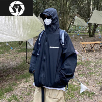 HongZun美式户外机能夹克男女夏季山系连帽宽松防晒轻薄速干外套冲锋衣潮