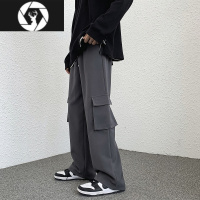 HongZun垂感口袋西装裤男宽松直筒裤ins韩版阔腿工装裤港味帅气显瘦长裤