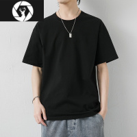 HongZun2023夏季新款短袖t恤男大学生大码宽松上衣小落肩纯色体恤衫u