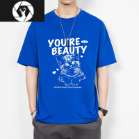 HongZun2023新款270克短袖T恤小猫主题打底衫夏季宽松上衣