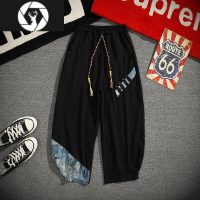 HongZun唐装汉服棉麻七分裤中国风汉服宽松休闲裤夏季复古直筒阔腿裤男