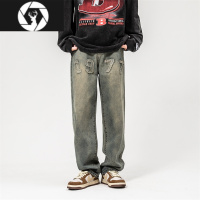 HongZun秋季1977牛仔裤男款宽松直筒长裤ins高街潮西海岸美式hiphop裤子