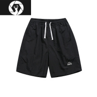 HongZun孤僻星球 男士宽松褶皱感透气五分裤 日系速干沙滩裤情侣运动短裤