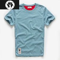 HongZun180G棉质感圆领短袖T恤男宽松百搭纯色打底衫男士半袖体恤