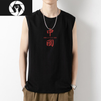 HongZun背心男外穿夏季健身跨栏篮球运动坎肩男宽松中国印花无袖t恤