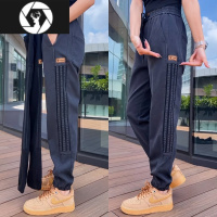 HongZun2023新款小脚牛仔裤男款宽松百搭条纹休闲裤子潮流时尚束脚哈伦裤