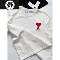 HongZun明星肖战同款刺绣爱心A短袖情侣大码男女白T恤宽松亲子装夏