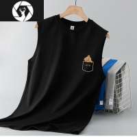 HongZun白色背心男潮夏季外穿宽松运动坎肩篮球健身小熊无袖t恤