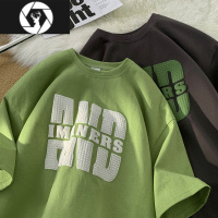 HongZun牛油果绿短袖宽松t恤男夏季情侣装2023新款半袖体恤