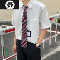 HongZundk制服衬衫男短袖套装宽松薄款日系学院风宽松痞帅jk学生领带衬衣