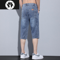 HongZun夏季薄款七分裤男牛仔短裤男士休超薄透气潮流宽松弹力直筒中裤