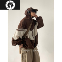 HongZun日系复古廓形防晒衣夹克夏季薄款男女宽松拼色户外防嗮服工装外套