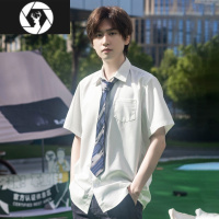 HongZun[]dk制服衬衫短袖长袖基础款男宽松日系学生班服白衬衣