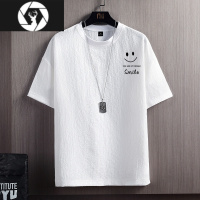 HongZun薄款宽松夏季男士圆领短袖t恤潮流时尚亚麻感速干男装百搭体恤衫