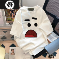 HongZun日系复古小众独特别致短袖t恤男女夏季vintage港风情侣装上衣