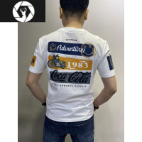 HongZun网红男装短袖t恤男士夏季高端印花潮流圆领半袖