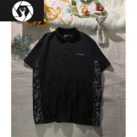 HongZun夏季短袖潮牌t恤潮 男款衣服设计感翻领男士polo衫美式黑色体恤男