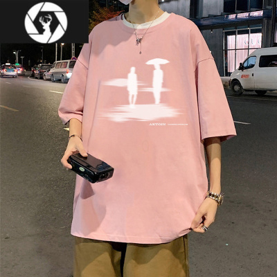 HongZun咖啡色短袖T恤男士夏季美式潮流半袖痞帅炸街中性风潮牌体恤