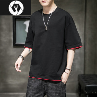 HongZun短袖t恤男大码夏季胖子宽松加肥加大上衣肥仔体恤假两件