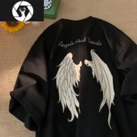 HongZun翅膀t恤男短袖夏季深灰色半袖美式高街百搭宽松学生衣服