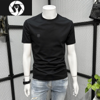 HongZun欧洲站男士短袖t恤夏季2023新款潮流圆领半截袖潮牌修身体恤