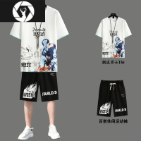 HongZun青少年13岁16学生短t恤夏季帅气男装大童潮流套装一套搭配运动裤