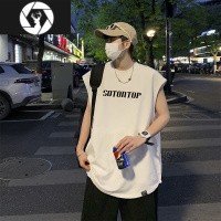 HongZun美式hiphop无袖坎肩背心男ins潮牌小领口t恤夏季运动篮球短袖汗衫