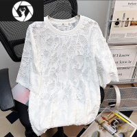 HongZun夏季镂空上衣男款洞洞短袖t恤男冰丝高级镂空破洞发型师潮牌男装