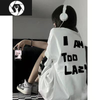 HongZun320g欧美潮牌t恤男大学生夏季潮牌小领口短袖复古情侣七分袖