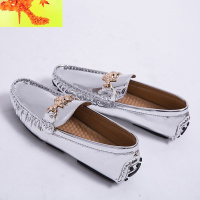 新款潮牌亮片豆豆鞋男青年金色休闲皮鞋英伦套脚懒人鞋大码48 简畅