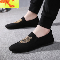 社会人豆豆鞋男精韩版百搭懒人鞋男帆布青年青春潮流男鞋休闲鞋 简畅