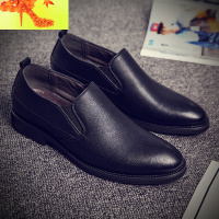 春季潮流韩版商务皮鞋男百搭时尚英伦软皮尖头套脚休闲发型师鞋子 简畅休闲鞋