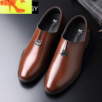 春季男士鞋皮透气男土商务正装中年人爸爸男装休闲棕色单鞋 简畅休闲鞋